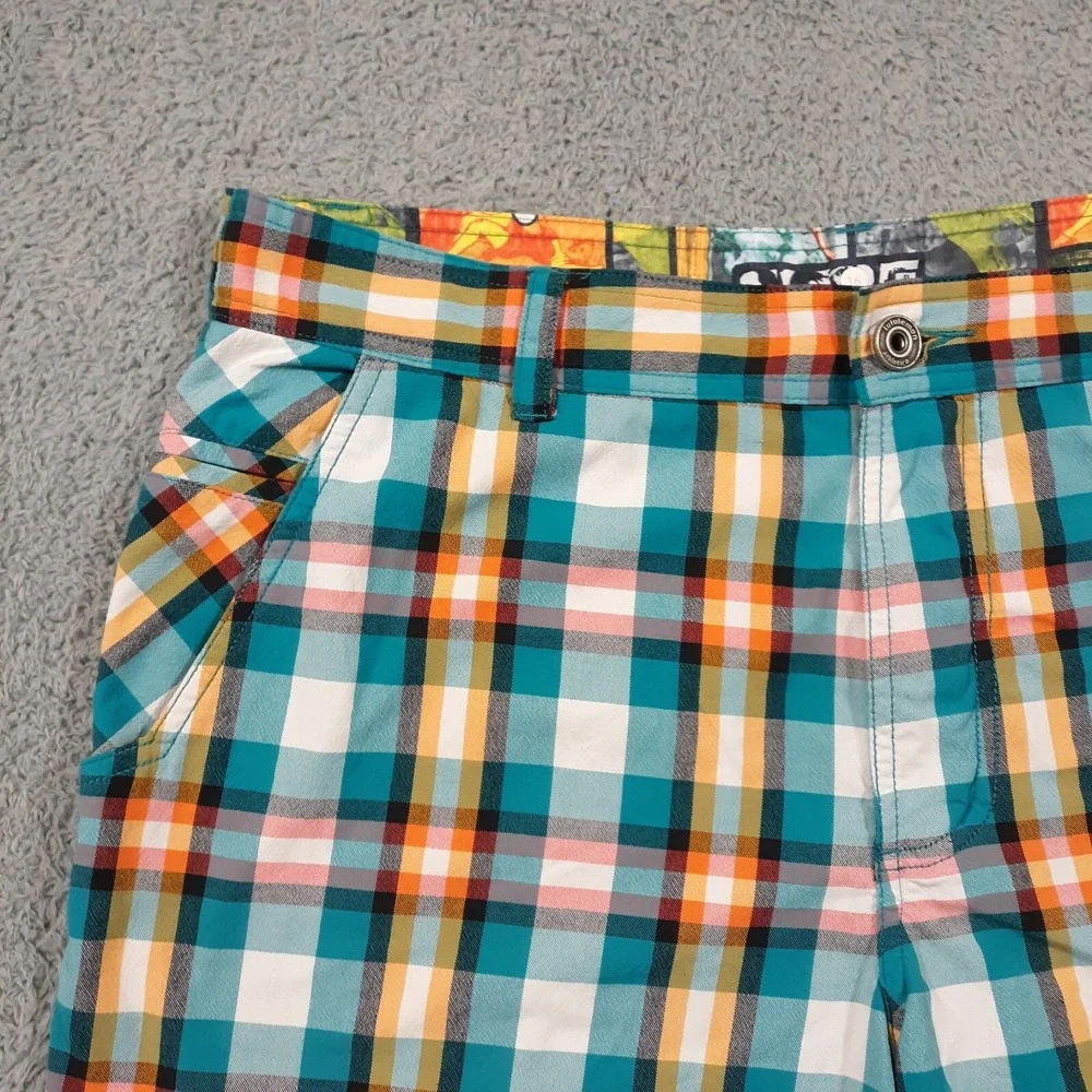 Lululemon Kahuna Shorts Mens Size 36 x 8 Plaid Multicolor Flat Front Casual